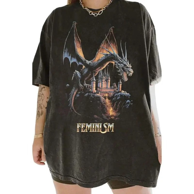 Feminism Dragon Fantasy T-Shirt, Unisex T-Shirt Hoodie, Sweatshirt | UrbanDripWear.com