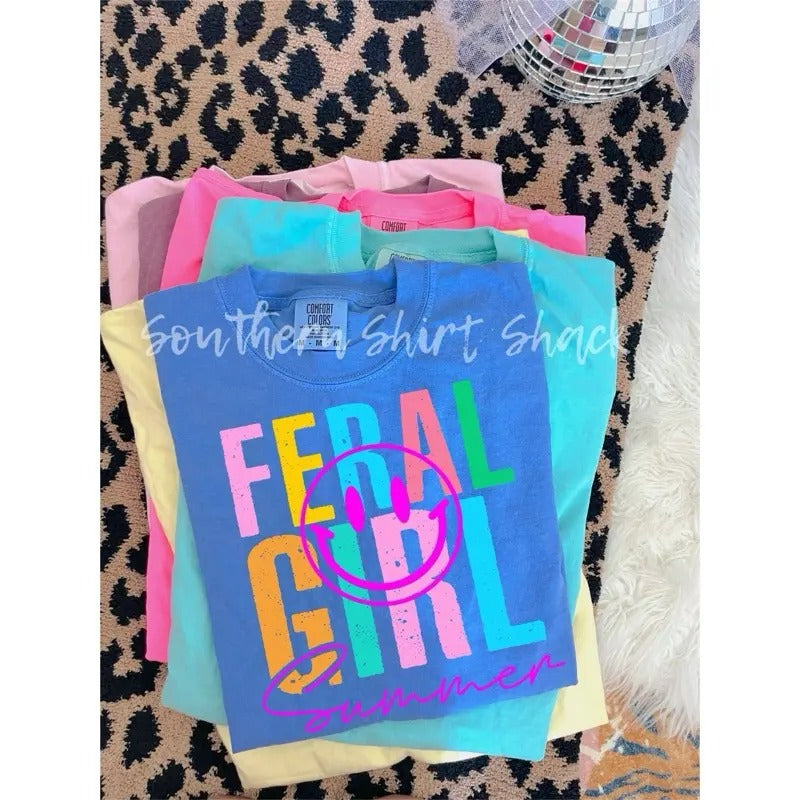 Feral Girl Summer T shirt  | Flo Blue comfort colors t shirt top Hoodie, Sweatshirt | UrbanDripWear.com