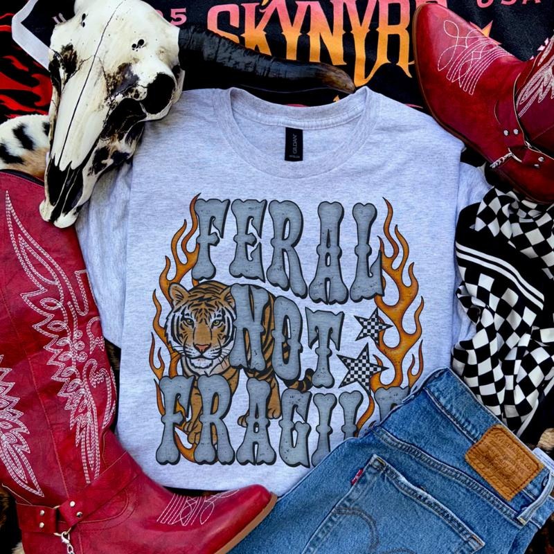 Feral Not Fragile Tiger shirt, vintage western graphic tees, western outfits women, women's graphic tees, western...