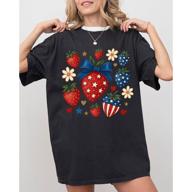 Festive T - Shirt: Celebrate with Strawberry - themed Fun and Patriotic Flair style 02 Hoodie, Sweatshirt | UrbanDripWear.com