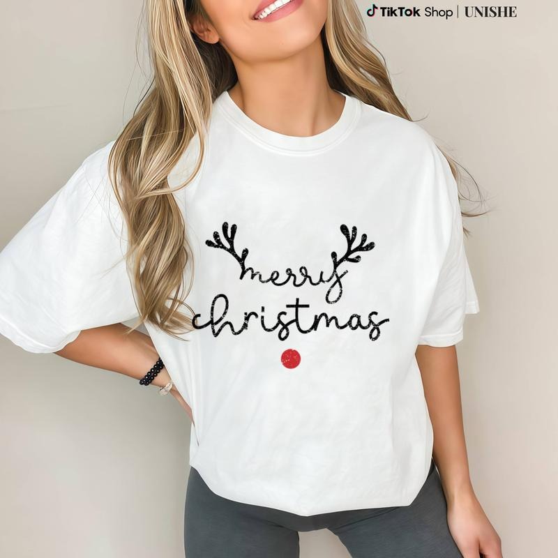 Festive and Fun Merry Christmas Reindeer Antlers T-Shirt Hoodie, Sweatshirt | UrbanDripWear.com