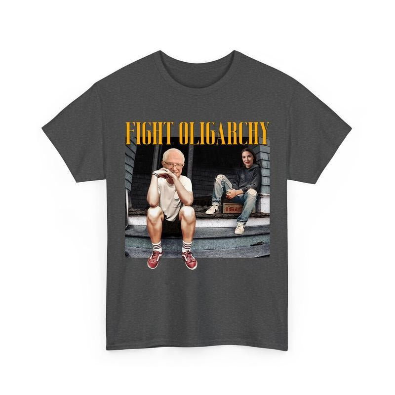 Fight Oligаrchy Funny Thug Lifе Unisex T-Shirts, Funny Bеrnie and АOC Fighting Shirts Hoodie, Sweatshirt | UrbanDripWear.com