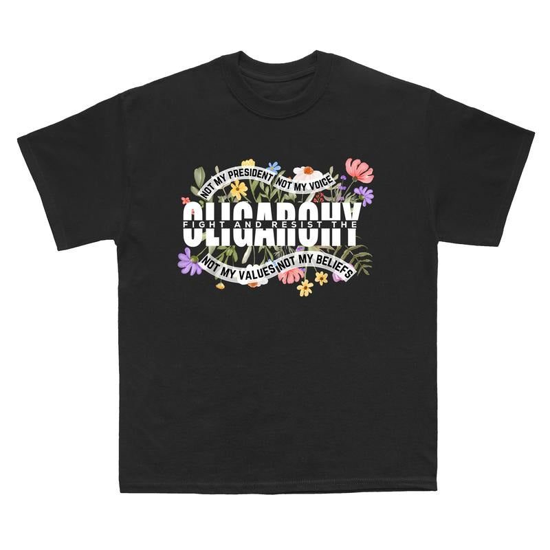 Fight Oligarchy Floral T-Shirt, Bernie Sanders Sweatshirt, Bernie Sanders AOC Fight Oligarchy US Tour 2025 Hoodie,...