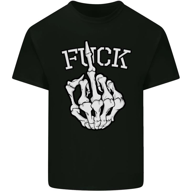 Finger Flip F#ck Skull Offensive Biker Mens Cotton T-Shirt Tee Top Made in USA Hoodie, Sweatshirt | UrbanDripWear.com