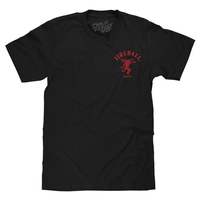 Fireball Whisky Left Chest Front and Back Dragon Mascot Logo T-Shirt - Black Hoodie, Sweatshirt | UrbanDripWear.com