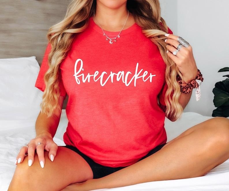 Firecracker Shirt For 4th Of July, Trendy Independence Day Tee, USA Shirt, Patriotic Shirt, Miss Firecracker, Cute Fourth...