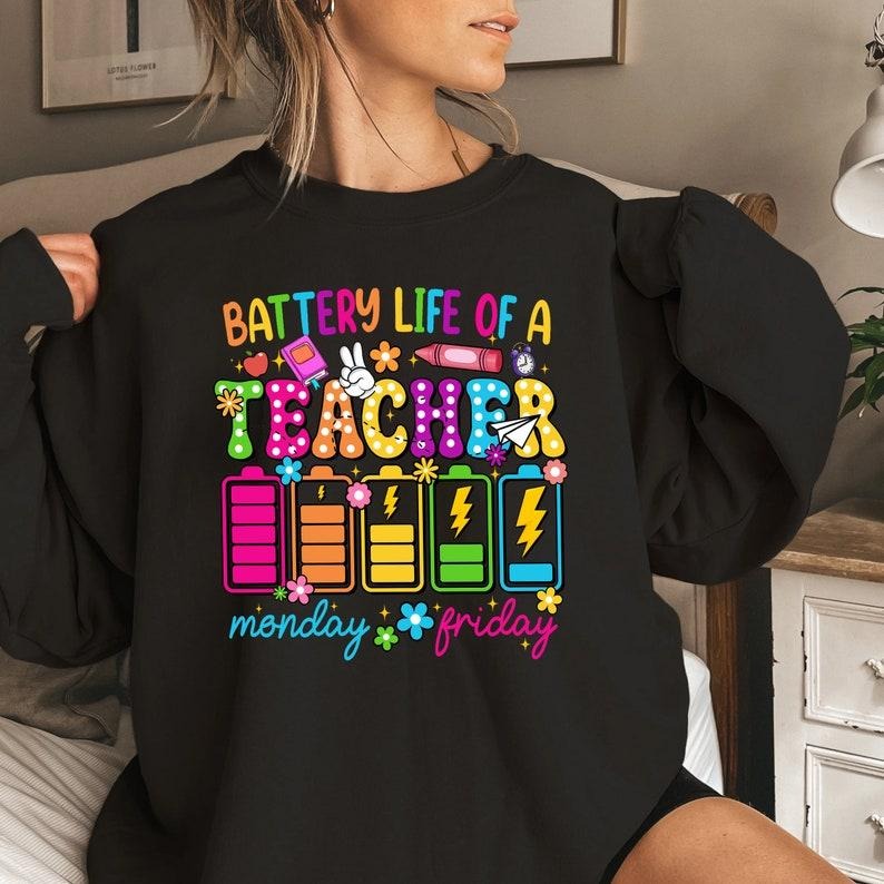First Day Of School Retro Back to School Tshirt, Kindergarten, First Day Of School, Battery life of a Teacher Shirt,Funny...