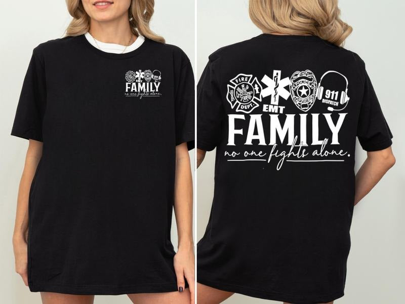 First Responder Family T-Shirt , Honor Firefighters EMT Police, Graphic Tee, spring outfits, summer outfits, 100% cotton...