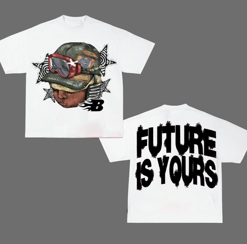 Flame Letter Future Is Your Graphic Big Face T Shirt Hip Hop Streetwear Y2k Fashion Hoodie, Sweatshirt | UrbanDripWear.com
