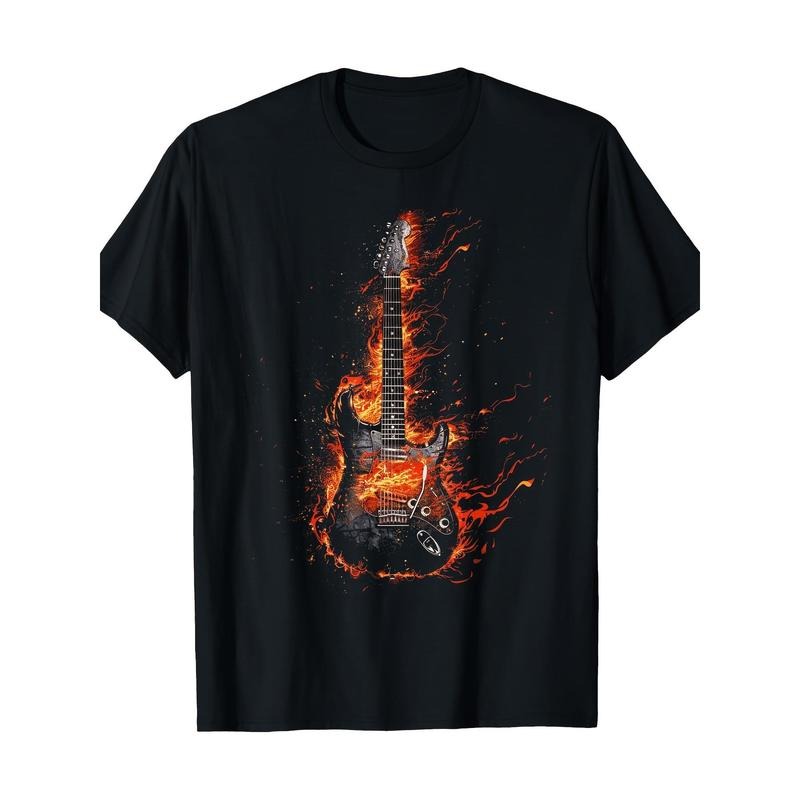 Flame T-shirt Electric guitar T-shirt for men made in usa Hoodie, Sweatshirt | UrbanDripWear.com