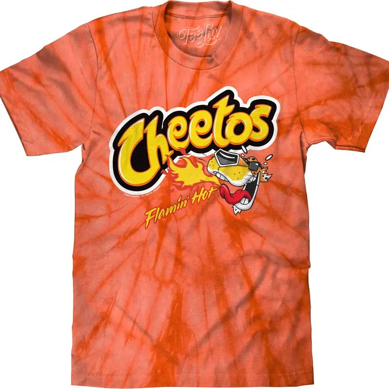 Flamin' Hot Cheetos Tie Dye T-Shirt - Orange Spider Tie Dye Hoodie, Sweatshirt | UrbanDripWear.com
