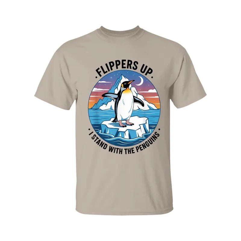 Flippers Up I Stand With The Penguins T-Shirt, Graphic Tee For Men, For Women Hoodie, Sweatshirt | UrbanDripWear.com