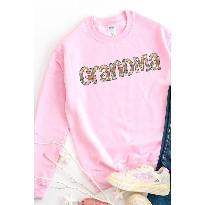 Floral Boho Grandma Heavy-weight Crew Sweatshirt T-Shirts, Hoodie | UrbanDripWear.com
