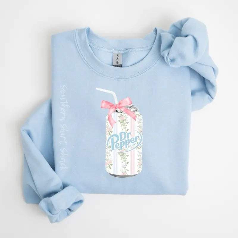 Floral Bow DrP Soda Sweatshirt , Preppy Soda sweatshirt , Floral sweatshirt T-Shirts, Hoodie | UrbanDripWear.com