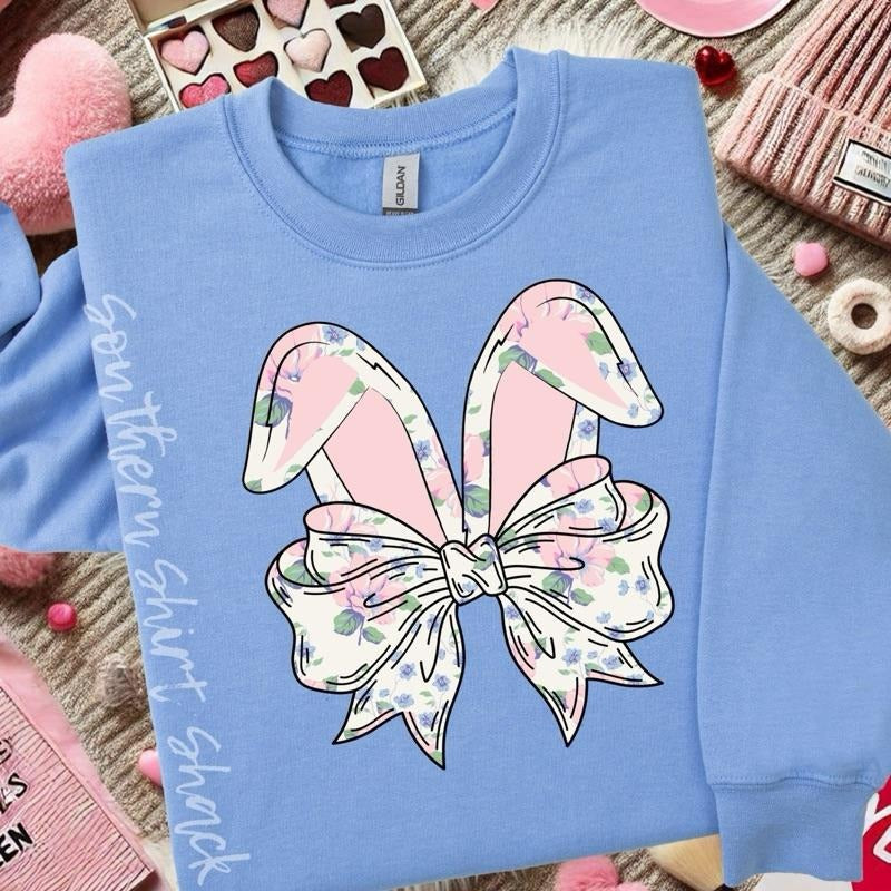 Floral Bunny Ears Sweatshirt | Carolina Blue T-Shirts, Hoodie | UrbanDripWear.com