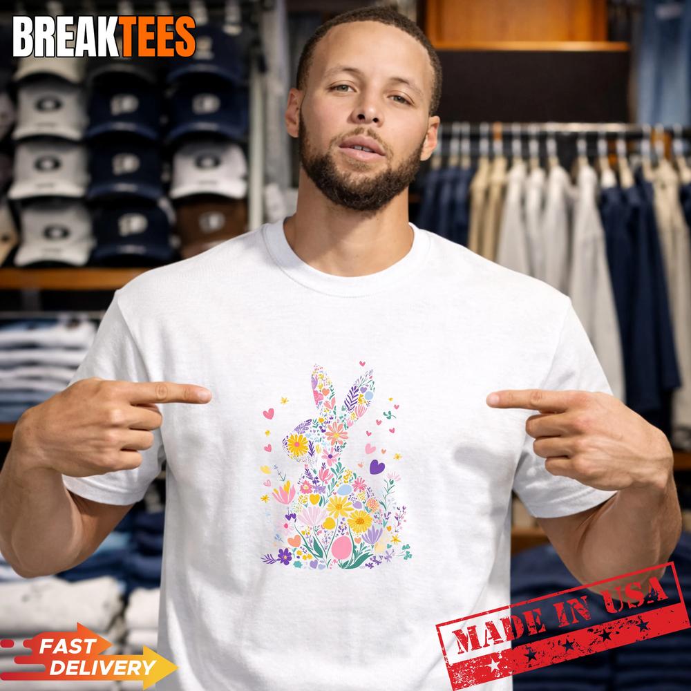 Floral Bunny Rabbit Easter T-shirt