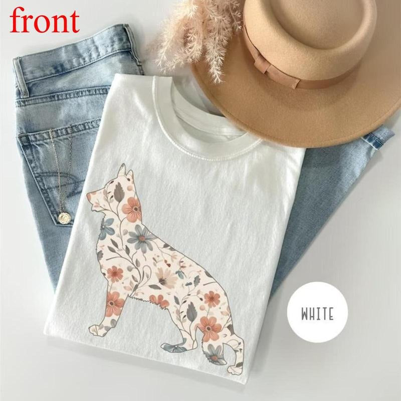 Floral German Shepherd Shirt, Dog Mom Wildflower T-shirt, Cottagecore Boho Tee, Gift for Dog Lover, New Puppy Owner Mama...