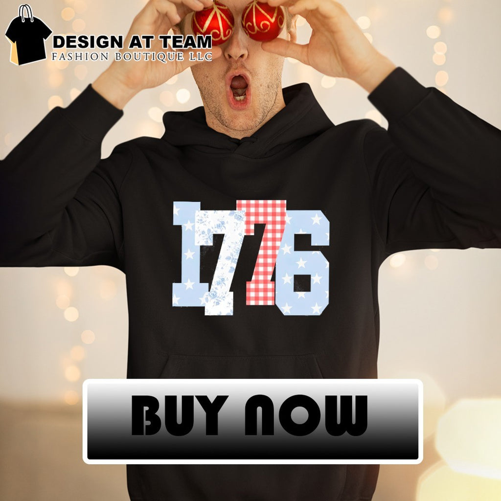 Floral Gingham Stars 1776 Patriotic America 4th of July shirt