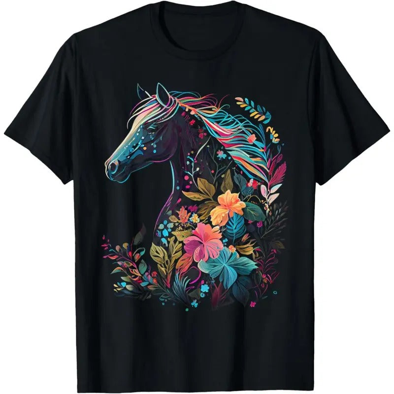 Floral Horse Spring Nature Horse Lovers Graphic T-Shirt made in usa Hoodie, Sweatshirt | UrbanDripWear.com