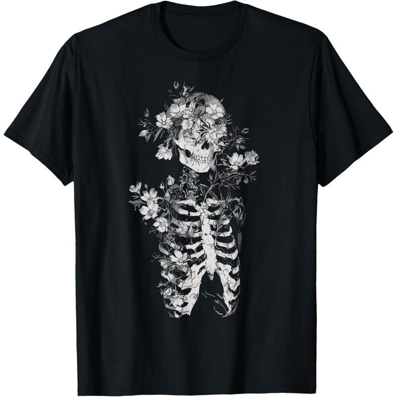 Floral Skeleton Flowers Goth Occult Death Dark Alt Aesthetic T-Shirt made in usa Hoodie, Sweatshirt | UrbanDripWear.com