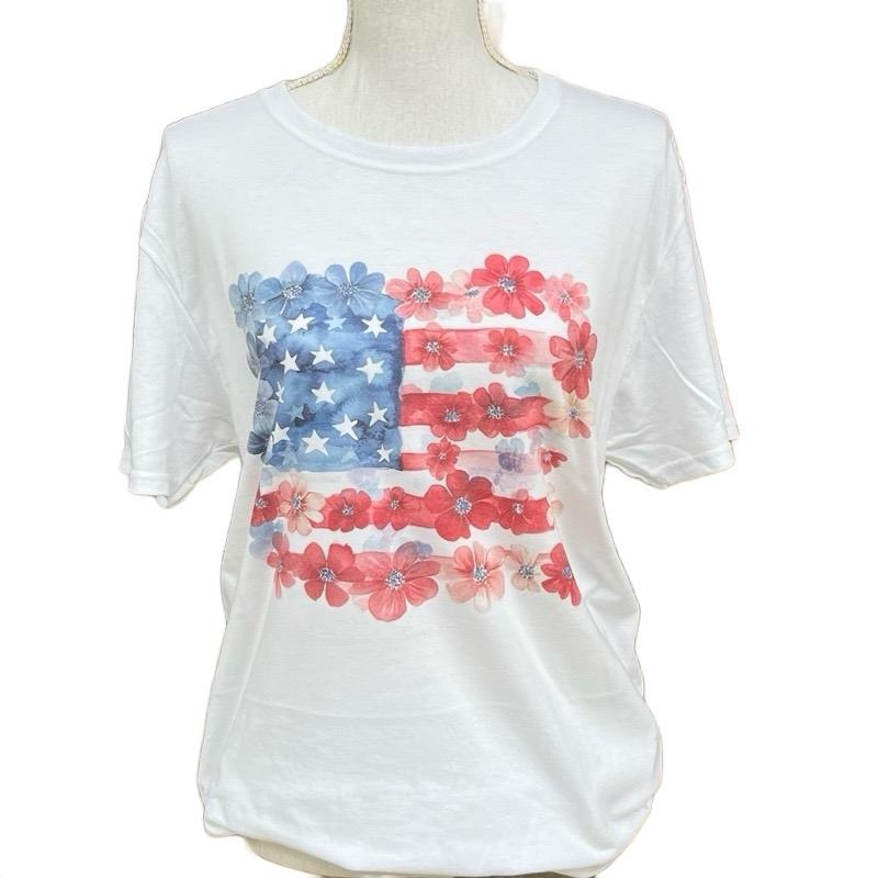Floral USA Flag Tee - Fourth of July Womens Shirt Hoodie, Sweatshirt | UrbanDripWear.com