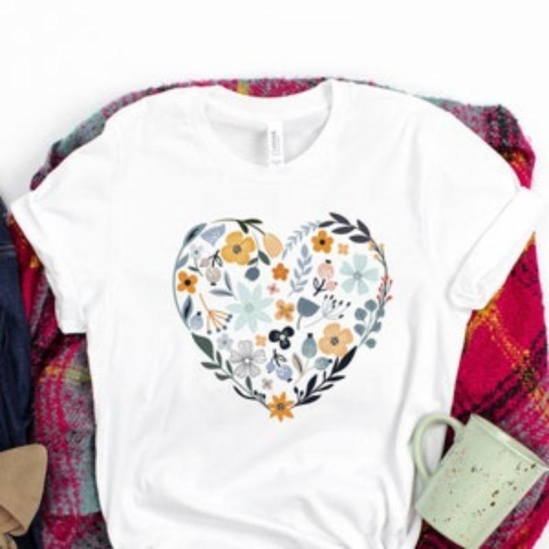 Flower Heart Shirt, Wildflower Tshirt, Wild Flowers Shirt, Floral Tshirt, Flower Shirt, Gift for Women, Ladies Shirts,...