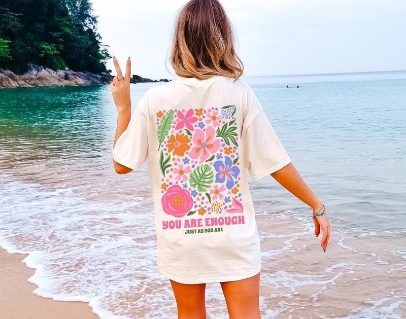 Flower Market Shirt, Comfort Colors Shirt, You Are Enough T-shirt, Graphic Tee, Flower Tee, Oversized Shirt, Aesthetic...