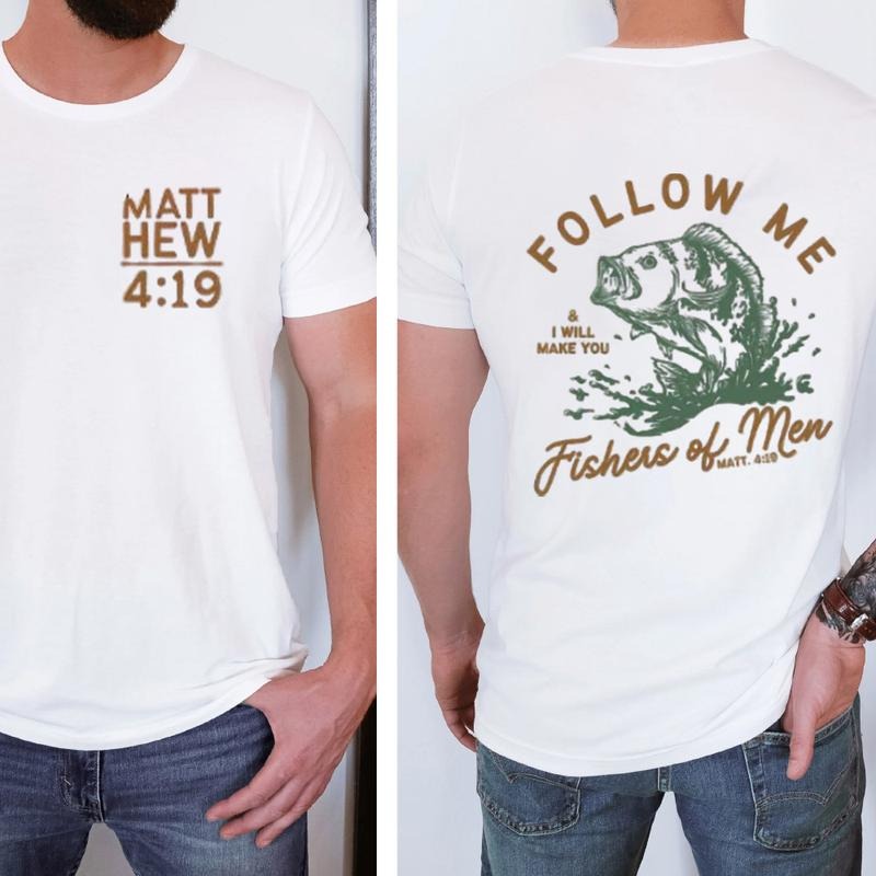 Follow Me I Will Make You Fishers Of Men Christian Tee Pure Cotton Casual Street Style Crew Neck Short Sleeve T-Shirt...