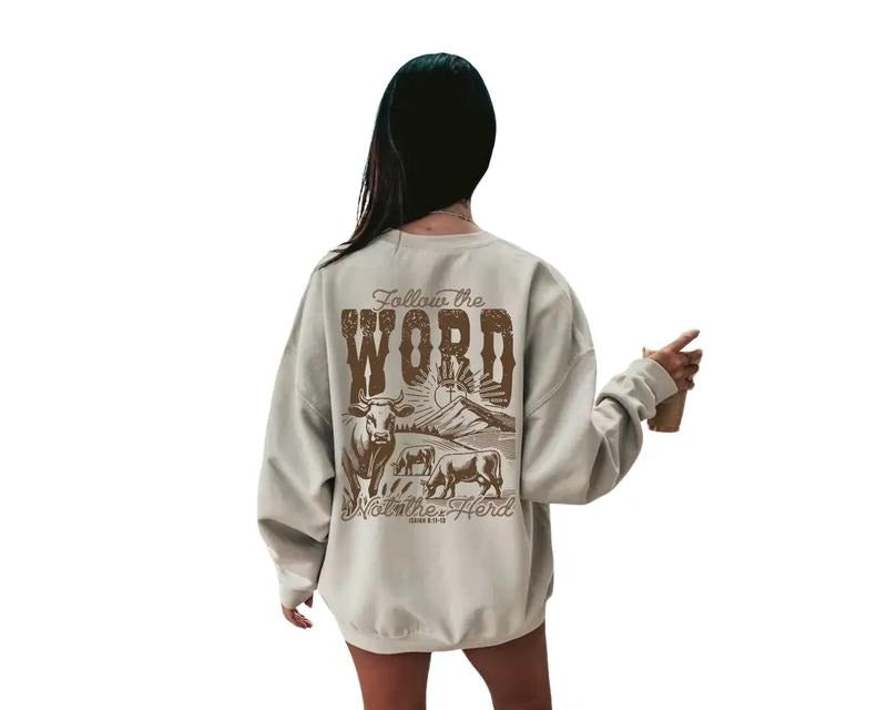 Follow The Word Not The Herd Sweatshirt, Isaiah 8:11-13, Religious Hoodie Cotton Womenswear T-Shirts | UrbanDripWear.com