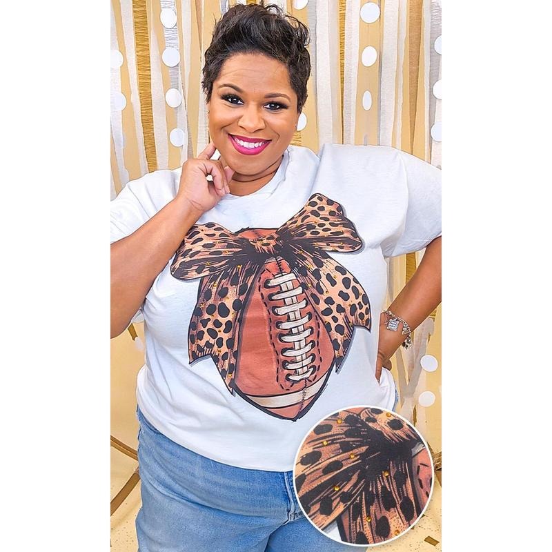 Football Cheetah Bow Rhinestone Graphic Shirt Hoodie, Sweatshirt | UrbanDripWear.com