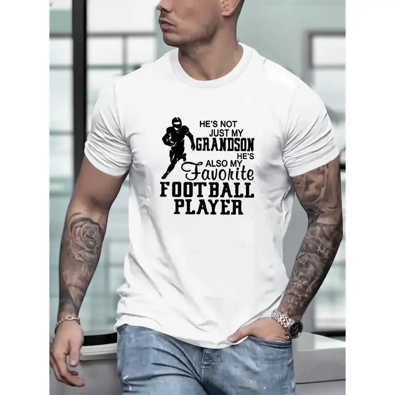 Football Player Print Versatile T-shirt For Men, A Stylish And Casual Printed Short-sleeved Top For High-end Men's...