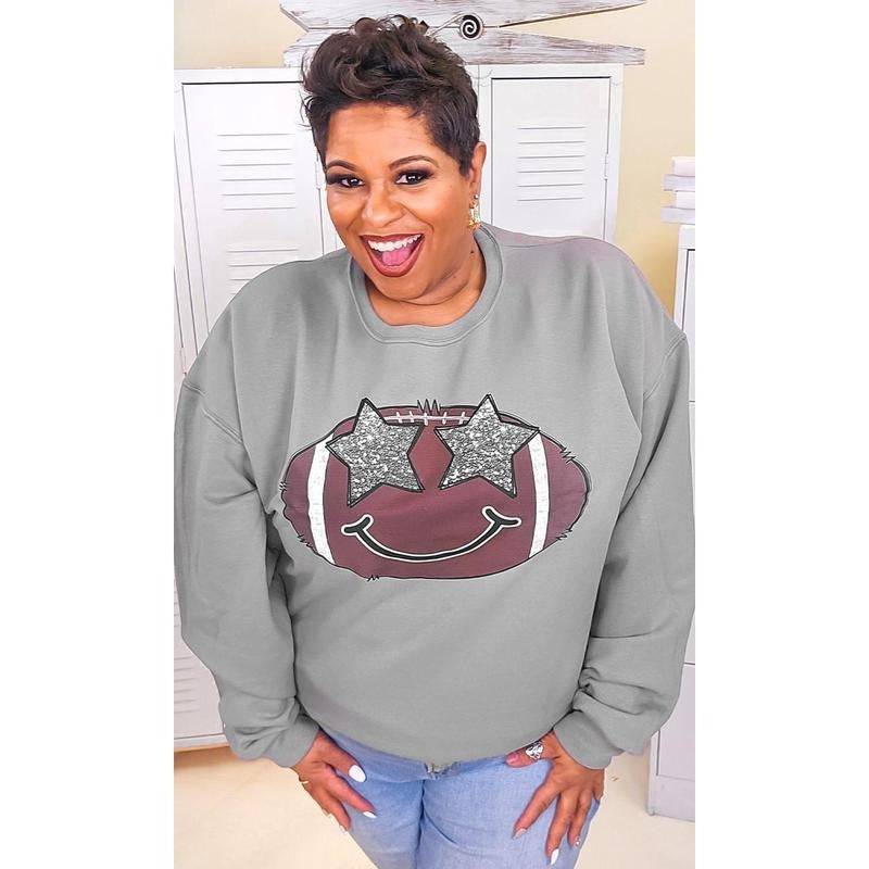 Football Star Smiley Graphic Sweatshirt T-Shirts, Hoodie | UrbanDripWear.com