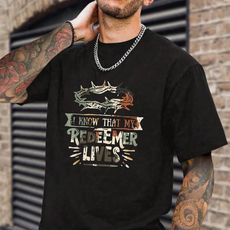 For I Know My Redeemer Lives Tee Pure Cotton Fabric Casual Streetstyle Crew Neck Short Sleeve T-Shirt Trendy Tops for...
