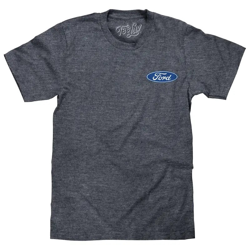 Ford Genuine Parts Car Logo Front and Back Print T-Shirt - Navy Heather Hoodie, Sweatshirt | UrbanDripWear.com