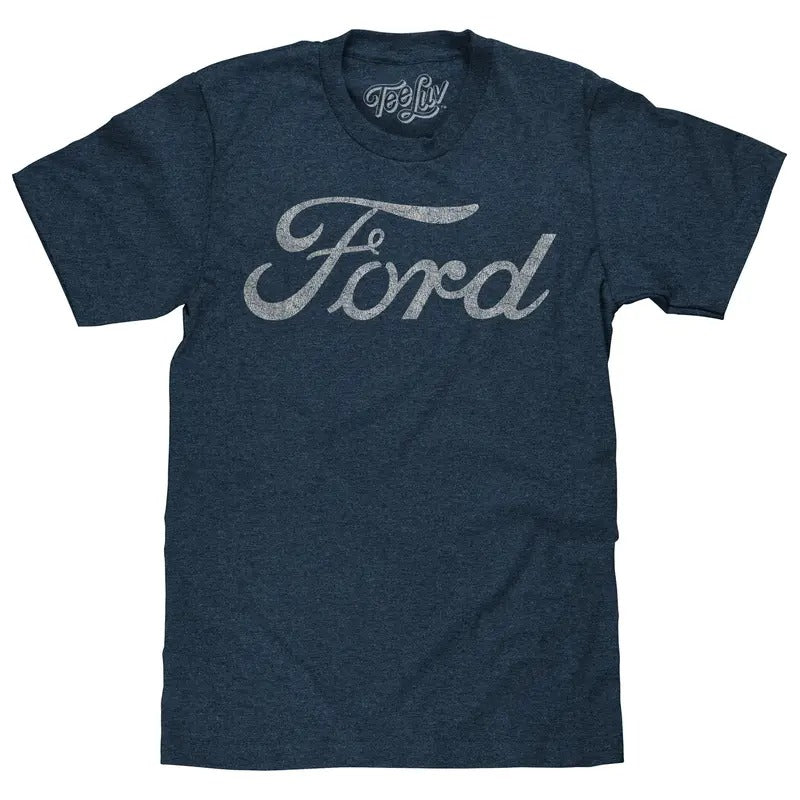 Ford Signature Script Logo T-Shirt - Navy Hoodie, Sweatshirt | UrbanDripWear.com
