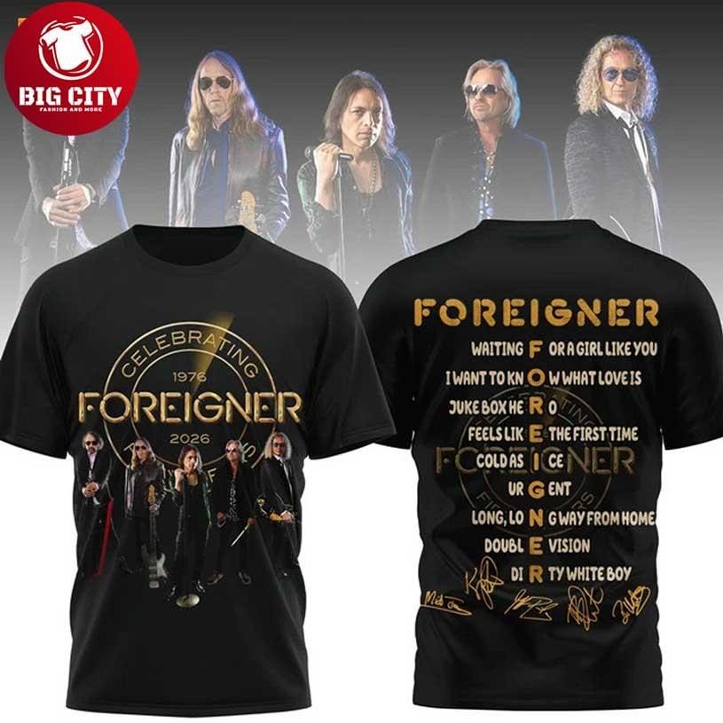 Foreigner Celebrating 2026 Signature Two Sided Shirt