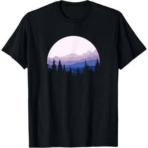 Forest Scene Mountain Silhouette T-Shirt Made in USA Hoodie, Sweatshirt | UrbanDripWear.com