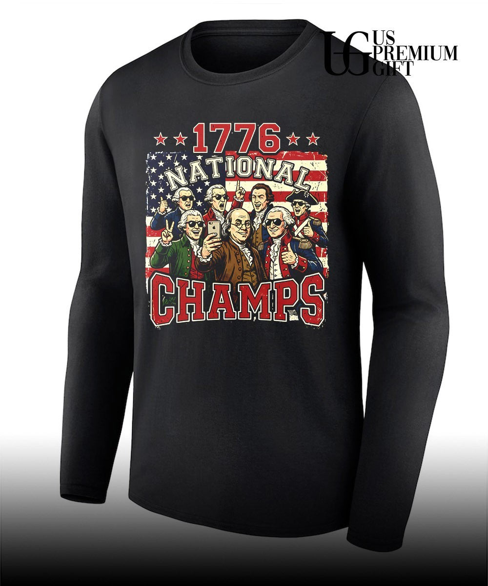 Founding Fathers 1776 National Champs Patriotic American history meme shirt