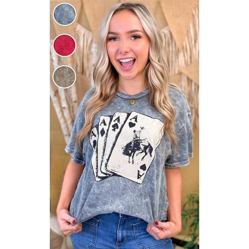 Four of a Kind Mineral Washed Graphic T-Shirt Hoodie, Sweatshirt | UrbanDripWear.com