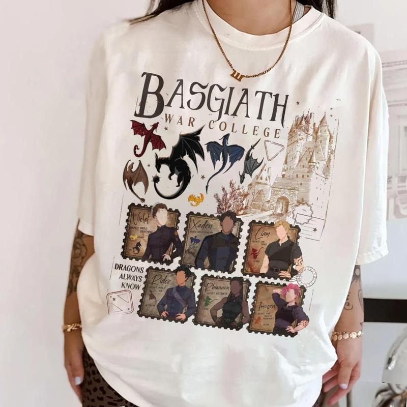 Fourth Wing Basgiath War College T-Shirt, Fourth Wing Characters Shirt, The Empyrean Series Inspired Shirt, Dragon Rider...