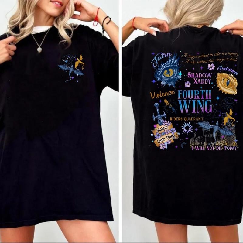 Fourth Wing Basgiath War College Tshirt, Dragon Rider Graphic Tee, Empyrean Series, Violence Tee, Bookish Bookworm,...