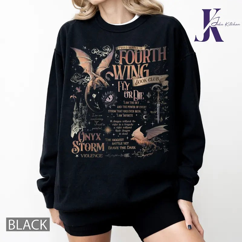 Fourth Wing Comfort Color Sweatshirt, Dragon Rider Sweat, Basgiath War College, Violet Sorrengail, Violent Little Thing...