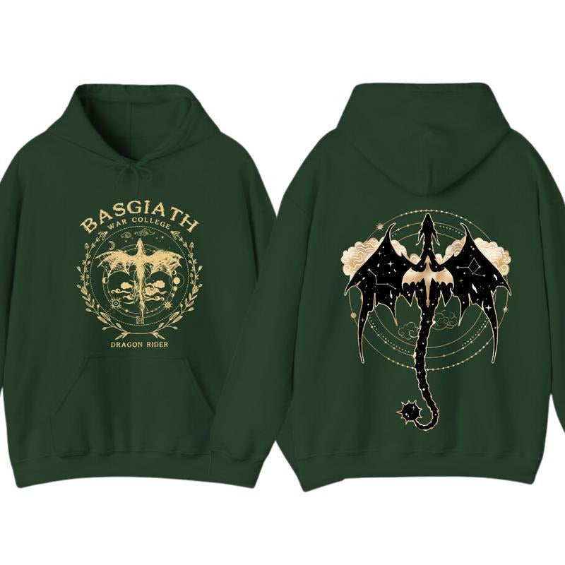 Fourth Wing Double Sided Hoodie Sweatshirt T-Shirt, Basgiath War College Hoodie War College Gift Daily Outfit Unisex...