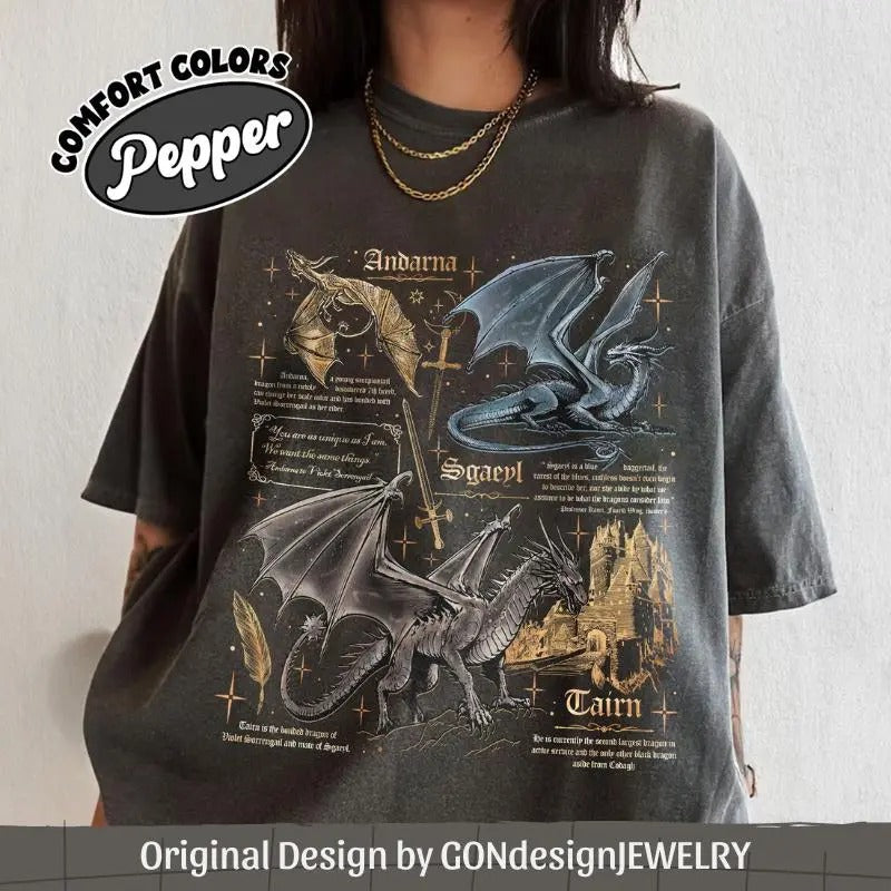 Fourth Wing Dragon Shirt,  Tairn & Andarna TShirt, Basgiath War College Tee, Dragon Rider Shirt, Bookish Gift for Readers...
