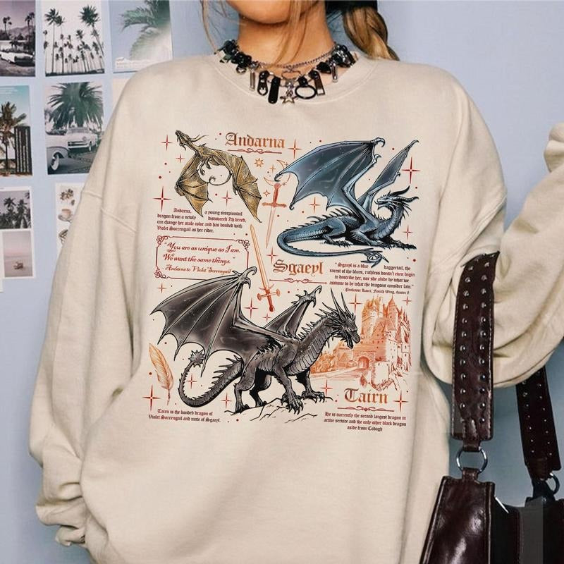Fourth Wing Dragon Shirt, Tairn & Andarna Dragon, Basgiath War College Tee, Dragon Rider Sweatshirt, Bookish Gift for...
