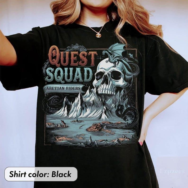 Fourth Wing Quest Squad Comfort Colors Shirt, Basgiath War College Sweatshirt, Ridoc Shirt, Dragon Rider, Rebecca Yarros,...