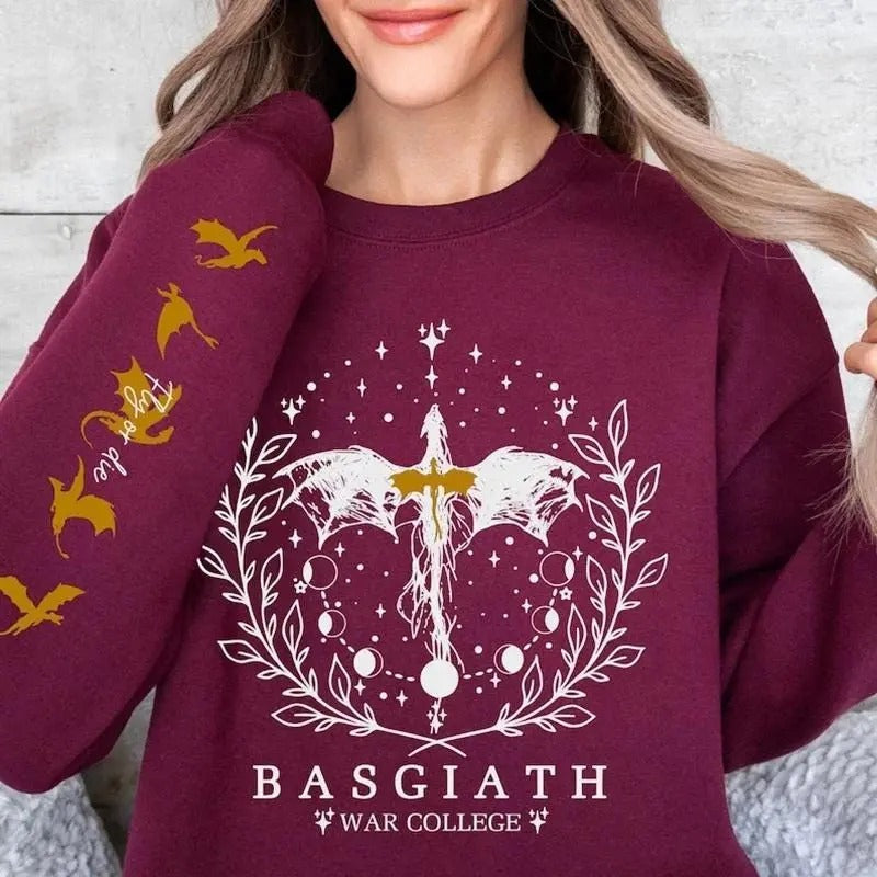 Fourth Wing Sweatshirt Basgiath War College Sweatshirt Women Graphic Hoodies Riders Quadrant Fantasy Reader Bookish...