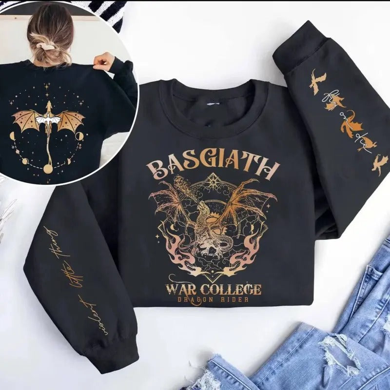 Fourth Wing Sweatshirt, Basgiath War College, Dragon Rider, Xaden Riorson, Violet Sorrengail, Riders Quadrant- Unisex...