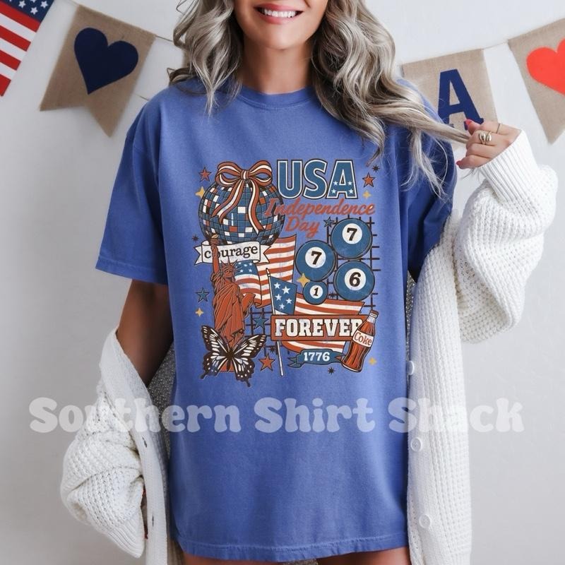 Fourth of July Cola Collage shirt  | Flo Blue comfort colors t shirt | 4th of July T shirt Hoodie, Sweatshirt