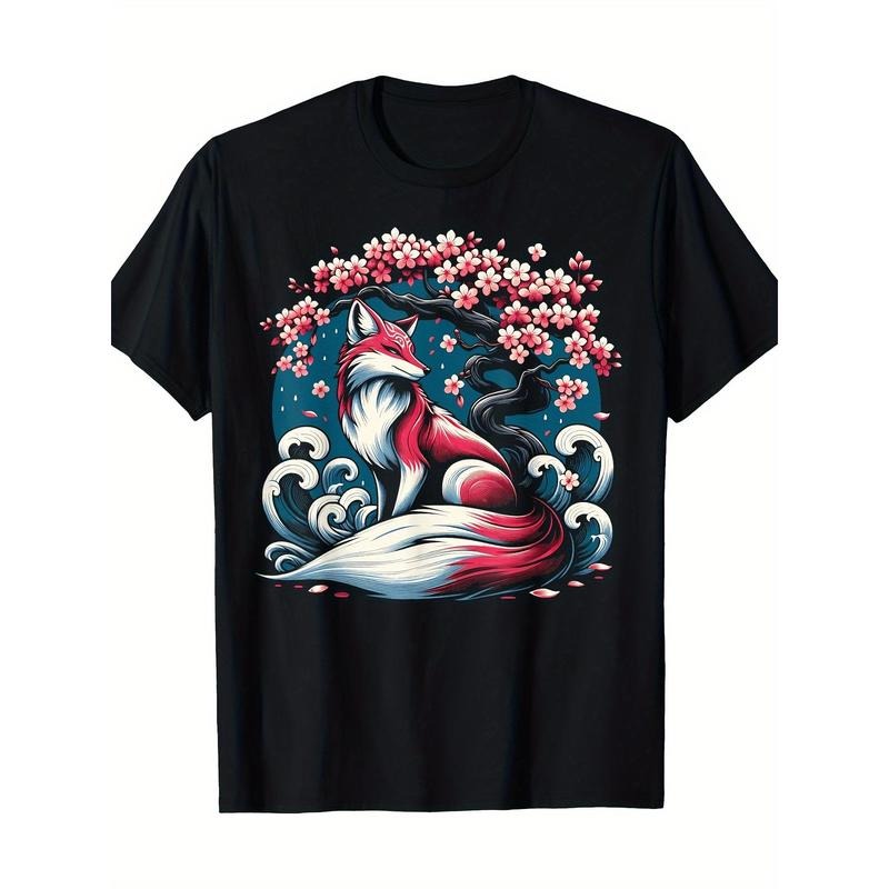 Fox Japan Nine tail Fox Cherry blossom 100% cotton T-shirt Made in USA Hoodie, Sweatshirt | UrbanDripWear.com